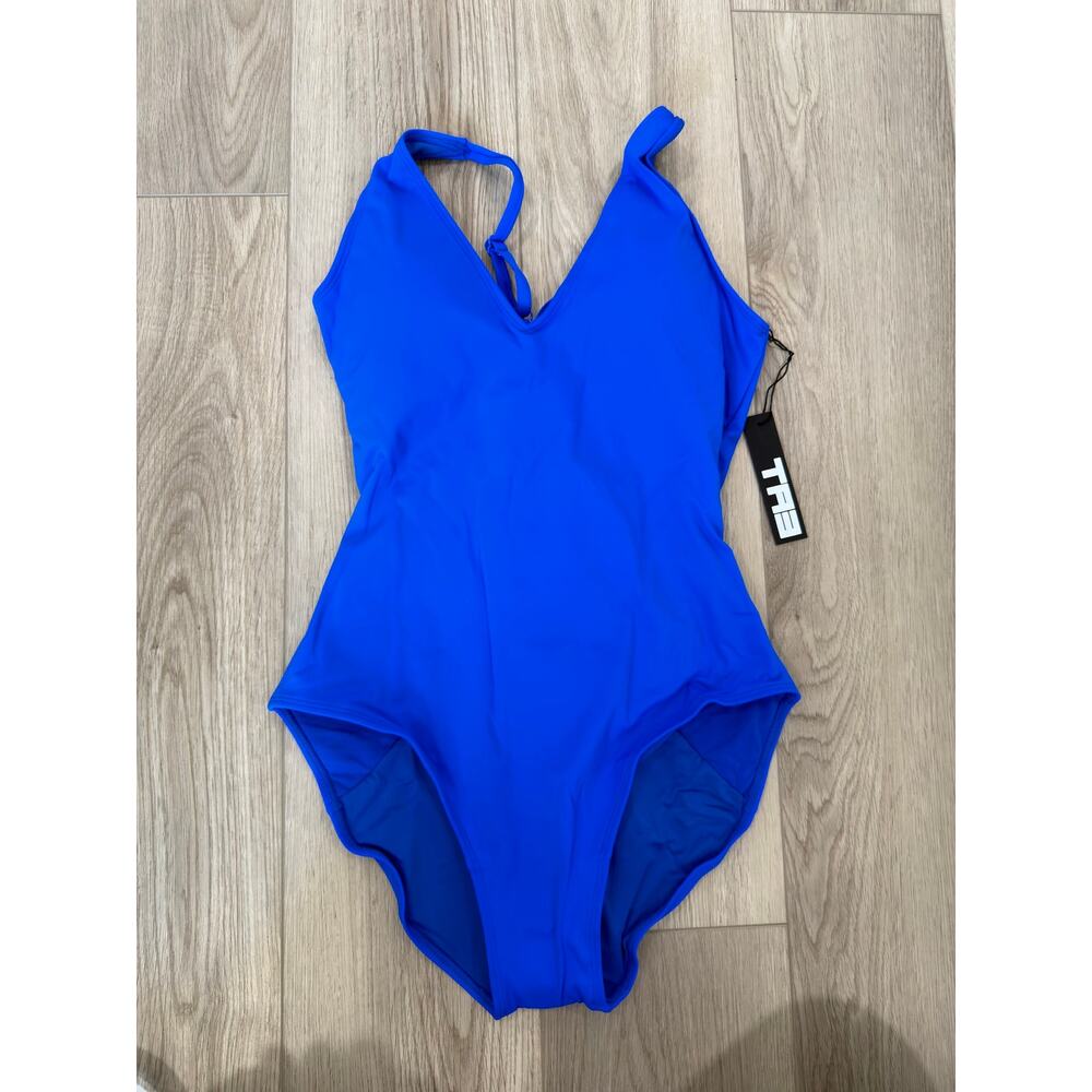 TA3 Plungey Corset Contour Sculpting Slimming OnePiece Swim Sapphire L Short NWT